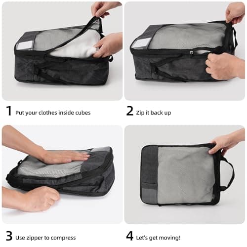 DAYGOS 6 Set Compression Packing Cubes with Shoe bag for Backpack Suitcases — view 6