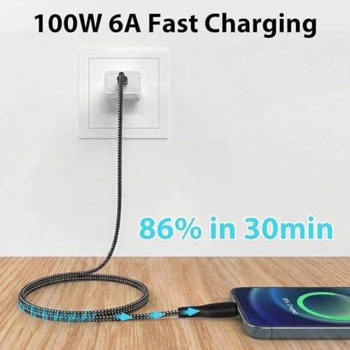 100W Magnetic USB C Cable, Elastic Retractable Coiled USB-C to USB-C Leads — view 5