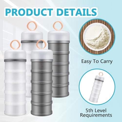 4 Pack Protein Powder Containers Bulk, Stackable Travel Powder Dispensers — view 4