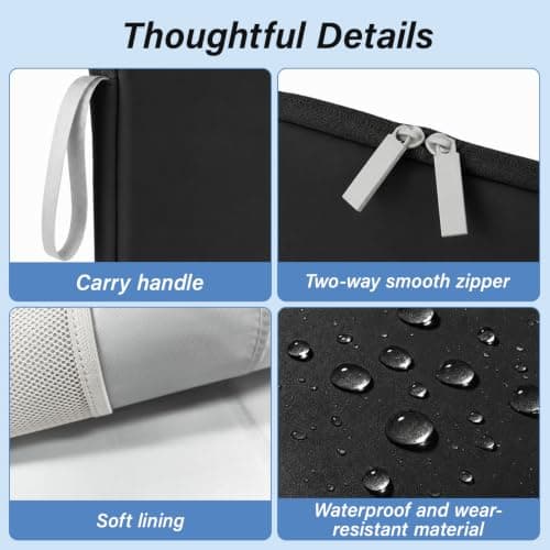 Hittriu 12.9 Inch Tablet Sleeve, Water-Resistant Tablet Case with Handle, Tablet Sleeve with 3 Compartments & Pen Holder, Protective Tablet Carry Bag for iPad Pro 12.9, School, Office & Travel (Black) — view 4