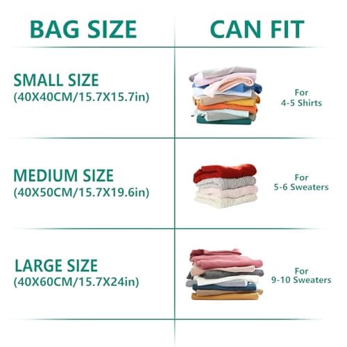Vacuum Bags for Clothes 9Pcs with Air Pump (3x40x40, 3x40x50, 3x40x60) — view 2