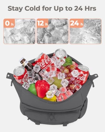 Backpack Cooler Insulated Leak Proof 40 Cans Puffer Soft Cooler with Laptop Compartment Portable Lightweight Beach Travel Camping Lunch Backpack for Men and Women (Grey) — view 6