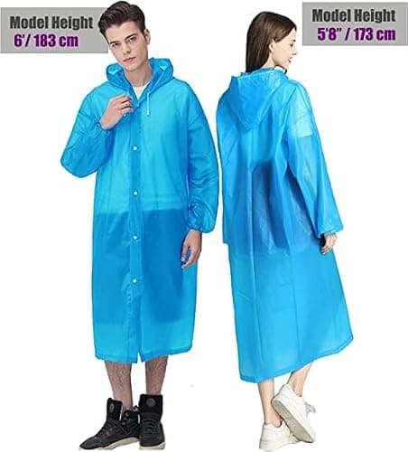 YANKUIRUI 2 Pack Rain Ponchos, Reusable Rain Coat EVA Portable Emergency with Hood for Camping, Disney, Hiking, Travel — view 5