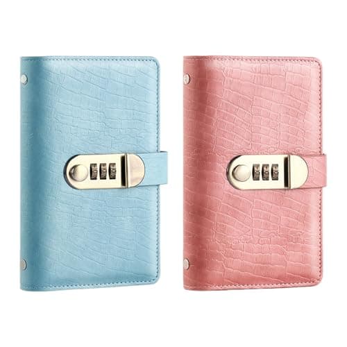 100 Envelope Savings Challenge Book, 2PCS Envelope Challenge Binder with Combination Lock, PU Leather Budget Planner for School Home Office(Sky Blue & Pink) — view 3