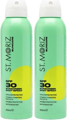 ST. MORIZ Suncare SPF 30 Sunscreen Body Spray | Hydrating UVA & UVB SPF 30 Invisible Protection Sun Spray Mist for Body with Vitamin E | Water Resistant | Dermatologically Tested | Vegan | 200ml