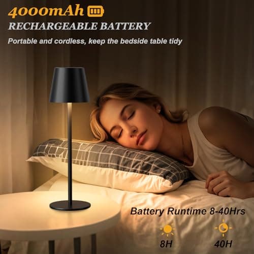 Aooshine Cordless Table Lamps Set of 2 Rechargeable, Battery Operated Lamps — view 3