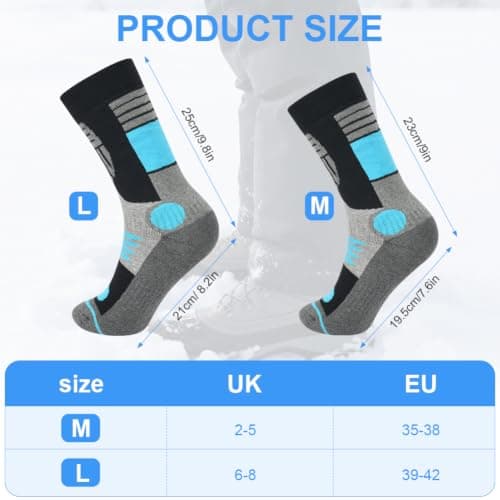 DiULi 2 Pack Thermal Ski Socks for Women Winter Warm Thick Knee High Socks — view 2