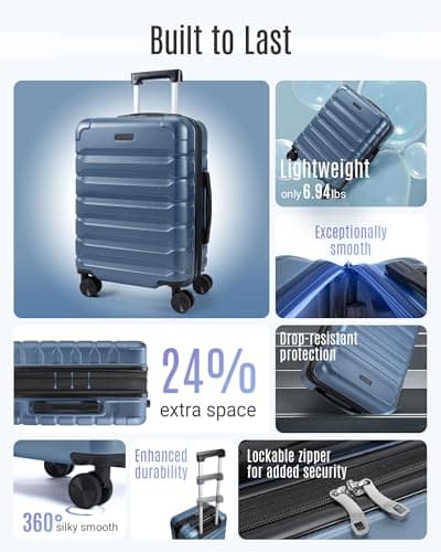 LIGHT FLIGHT Expandable Cabin Suitcase 20 Inch, ABS Carry On, 55x22x38 — view 4