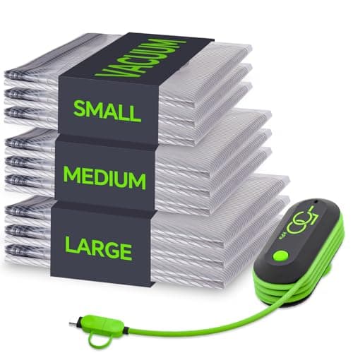 Vacbird Vacuum Storage Bags, Reusable Space Saver Bags with Electric Air Pump, Double Zip and Airtight Valve for Travel, 9 Pack