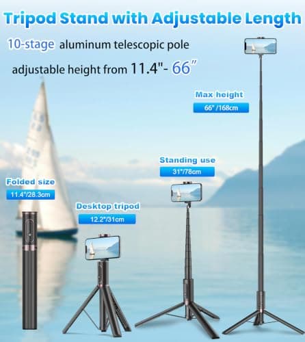TONEOF 66" Selfie Stick Tripod Legs — view 3