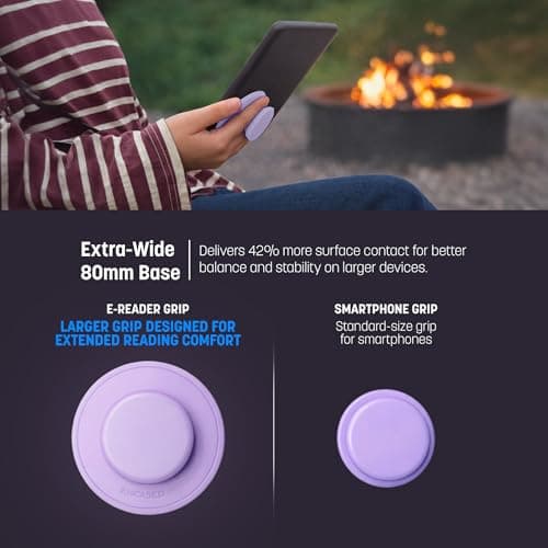 Encased Large Stand for Kindle E-Readers, Tablets and iPad - Compatible with Case with Adhesive Folding Handle Lilac Haze — view 4