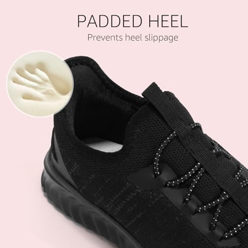STQ Slip on Trainers Women Comfortable Walking Shoes for Travel Essentials Lighweight Ladies Work Gym Fitness Shoe with Arch Support All Black UK 4 / US 6 — view 3