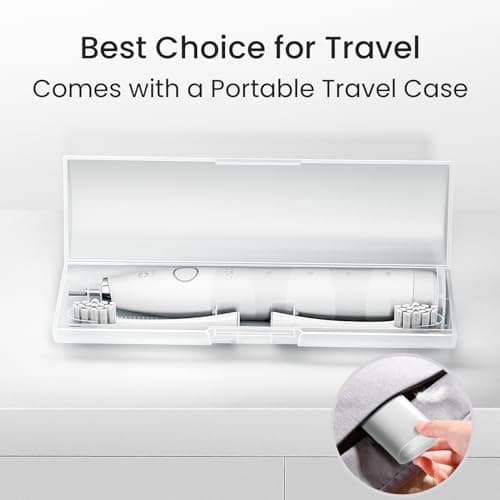 Oclean Sonic Electric Toothbrush TravelGo FlowSet, 180 Days Battery Life, 76000 VPM Motor, 5 Modes, Waterproof, USB C Rechargeable, 6 Replacement Heads & Travel Case, Eco-Friendly Packaging, White — view 6