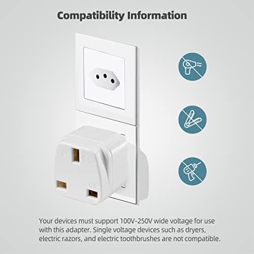 LUKELI 4 Pack UK to Switzerland Plug Adapter Swiss Adaptor Plug- Compact & Lightweight for Travel Plug Adapter UK to Swiss, Jordan, Liechtenstein, Madagascar, Rwanda (White 4 Pack) — view 6