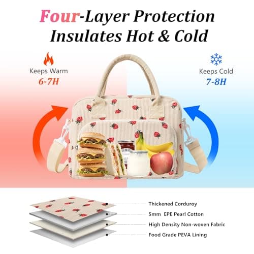 AOTM Lunch Bags for Women 12L, Insulated Cool Bag with Strap for Work — view 3