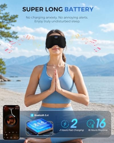 MUSICOZY Cooling Sleep Mask Headphones for Hot&Side Sleepers, 100% Blackout — view 5