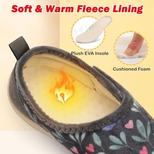 JIASUQI Womens Wide Toe Diabetic Shoes Warm Barefoot House Shoes Arthritis Adjustable Slippers Ladies Swollen Walking Shoe Indoor Outdoor(Grey Koalas 37,Size 4) — view 4