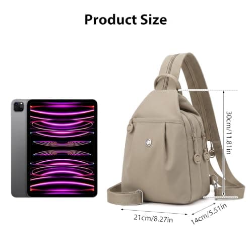 Anti Theft Backpack - Waterproof 2-Way Commuter Bag with Large Capacity Oxford Convertible Shoulder Tote - Stylish Multi-compartment Travel Handbag for Work Fitness Shopping,Khaki (30x21x14cm) — view 4