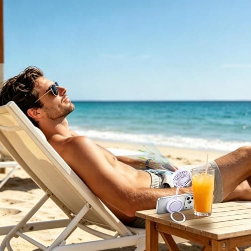 Magnetic Phone Fan - Adjustable Portable Cooler with Phone Holder, Rechargeable Mini Fan for Travel Cruise Beach Picnic Outdoor Summer Spor Room — view 4