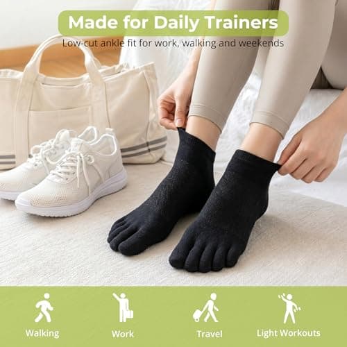 QUPOLPOL Toe Socks for Women, Low Cut Ankle Socks, 5 Pairs, UK 3-7 — view 3