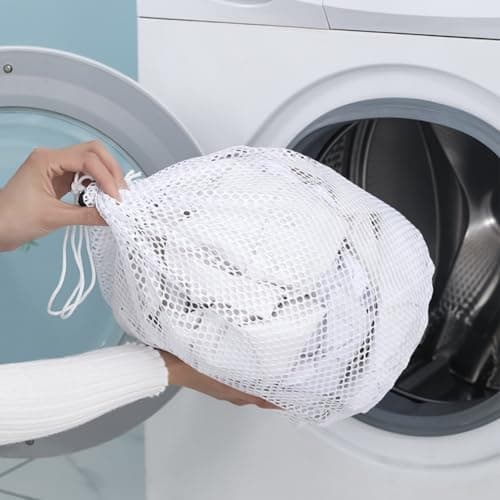 GZSYWZ 2 Pcs Mesh Laundry Bag with Drawstring Linen Portable Bags Washing Machine for Clothes,Bedding,Tablecloths,Curtains (30x40cm) — view 5