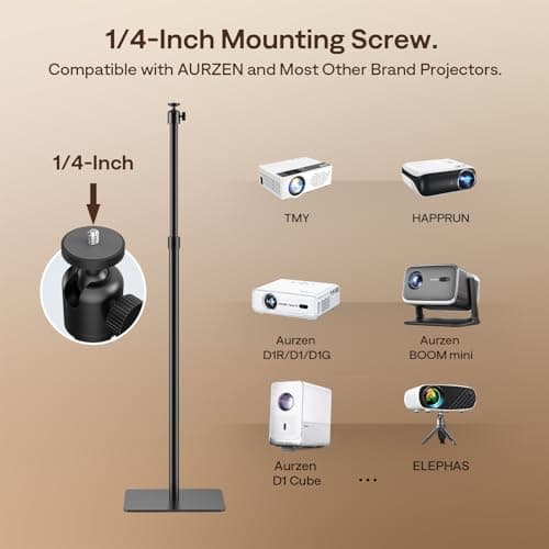 Aurzen Roku TV Projector with Aurzen Adjustable Projector Stand, 17.3–43.3 in Height — view 6