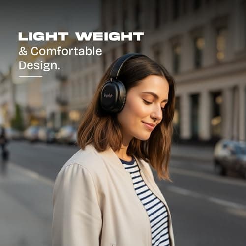 Hiudio HIANC 3011 Wireless Headphones with Active Noise Cancellation, Bluetooth V6.0, Collapsible Design – 27H Battery Life, Immersive Sound, Comfortable Fit (Black) — view 5