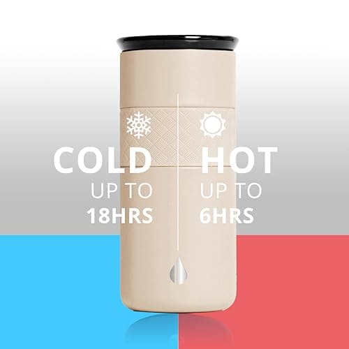 Elemental Artisan Triple Wall Insulated Tumbler – Stainless Steel Coffee Cup with Ceramic Lid – Thermal Travel Mug for Hot(6 Hrs) & Cold(18 Hrs) Drinks – Reusable Coffee Cups (Beige, 473 ml) — view 4