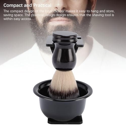 Men Shaving Brush with Bowl Set Portable Travel Shaving Kit with Nylon Brush Hair Compact Design for Grooming and Facial Care — view 5