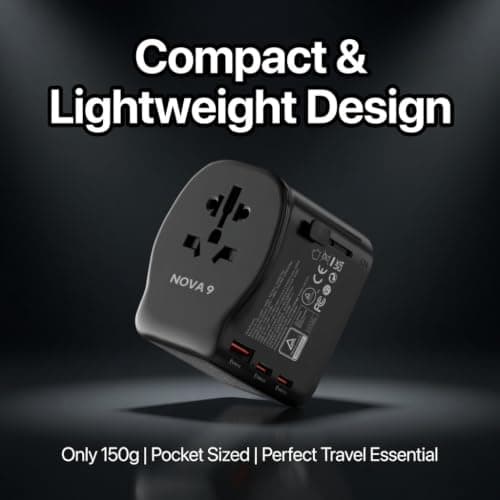 65W GaN Travel Adapter USB-C PD Fast Charge Universal Worldwide Plug UK EU — view 6