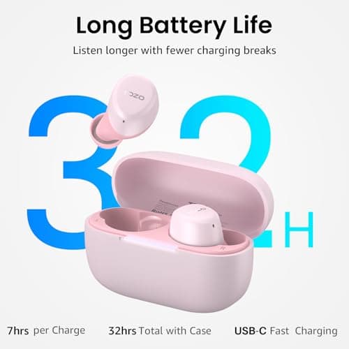 TOZO A1 Wireless Earbuds, Bluetooth 5.3 Earphones, Support APP EQ Setting, 32H Long Playtime, Ear Buds with HiFi Stereo Sound, Light-Weight Wireless Earphones, IPX5 Waterproof Pink — view 4