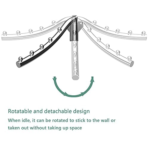 Folding Wall Mounted Clothes Rack, Stainless Steel Wall Clothes Hanger Detachable Sturdy Swing Arm Coat Hanger Clothes Hook Closet Rod Clothing Holder Drying Racks for Bathroom Laundry Room, 2 Pack — view 2