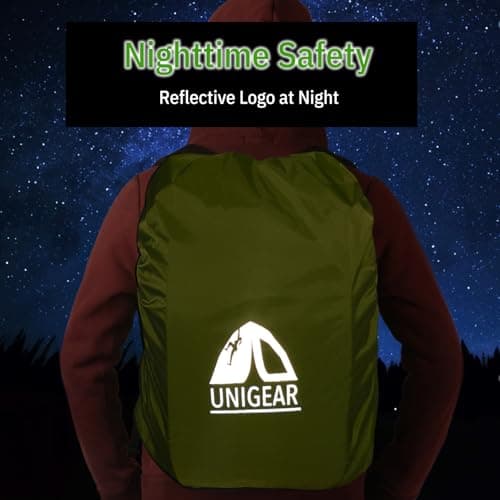 Unigear Rainproof Backpack Cover, 10-90L Waterproof Dustproof Durable Abrasion Resistant Protective Cover for Camping, Hiking, Travel, Cycling (Green, M) — view 6
