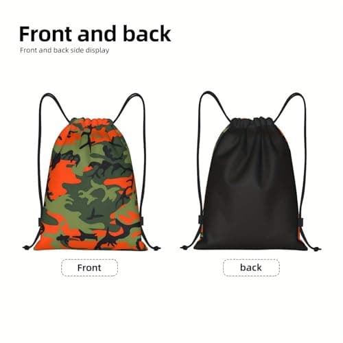 Richugui Camo Drawstring Bag CamouflageGreen Orange Multicolor Camouflage Gym Bag Sports Backpack Lightweight Bag for Men Women Outdoor Gym Sport — view 2