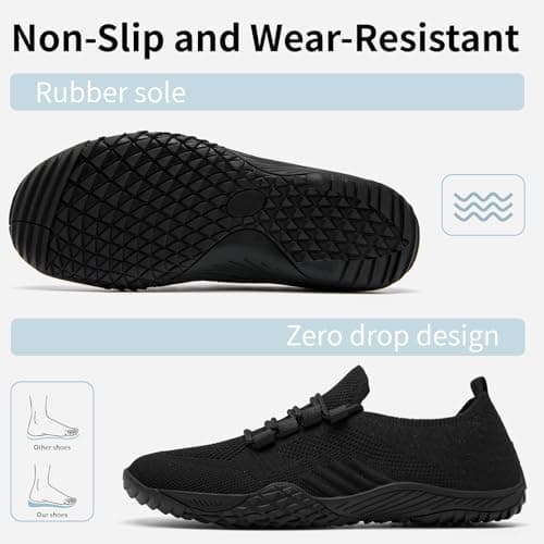 ZGPWZWL Barefoot Shoes Womens Trainers Non Slip Breathable,Black,Size UK8 — view 2