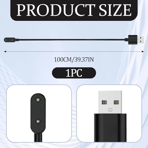 USB Charger Cable for Huawei Band 9/8/7/6/6 Pro/Watch Fit/Fit 2/Fit Mini/Honor Band 9/7/6/Watch ES/4X/4Pro Samsung Galaxy Fit 3 Smartwatch Replacement Magnetic Charging Cord, Black 1M — view 2