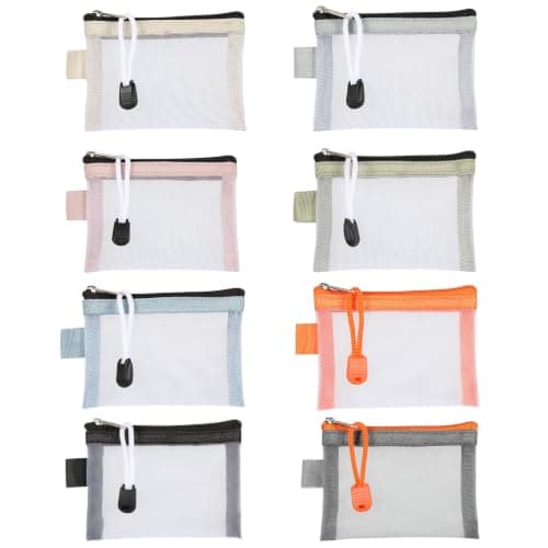 8-Piece Small Zip Pouch Set, Card Storage Bags in 8 Colours