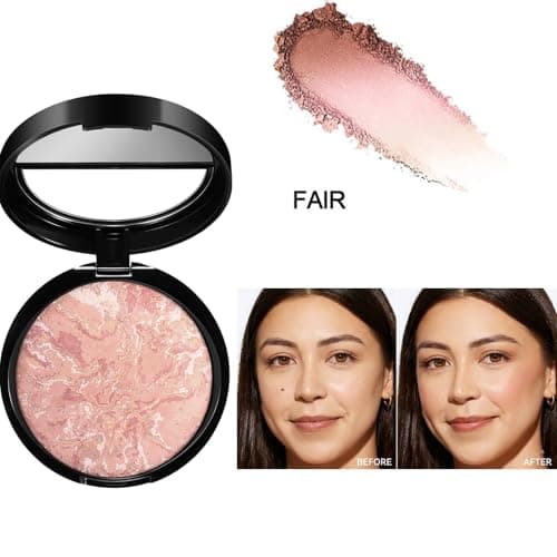 Baked Makeup Set Face Palette 3Pcs All-in-one Starter Make up Kit,Includes Powder Foundation,Bronzer, Blush, Highlighter and 6 Eyeshadows and Brush,Travel Gift Set for Women (Gold 3PCS) — view 3