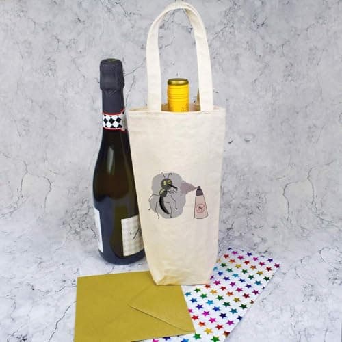 'Bug With Spray' Cotton Wine Bottle Gift/Travel Bag (BL00041436) — view 2