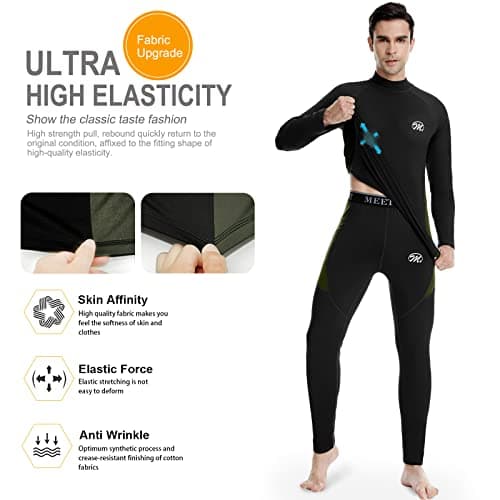 MEETWEE Men's Thermal Underwear Set, Compression Base Layer Long Johns Long Sleeve Top Shirt Suit for Winter Workout, Black, XL — view 4