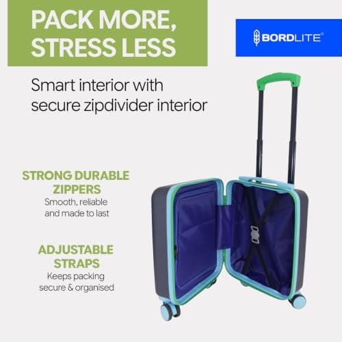 Bordlite Kids Suitcase 40x30x20cm Navy Cabin Luggage for Boys & Girls, Childrens Underseat Travel Case with 360 Spinner Wheels, Telescopic Handle, ABS Shell for Ryanair & Wizz Air — view 4