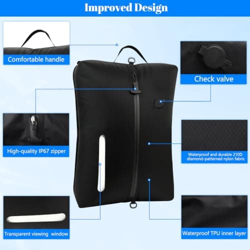 Vacuum bags for Clothes and Travel, 44L Reusable TPU Vacuum Storage Bags with Airtight Seal, IP67 Waterproof Nylon Organizer Vacuum Travel Space Saver Bags for Suitcases and Backpacks — view 3