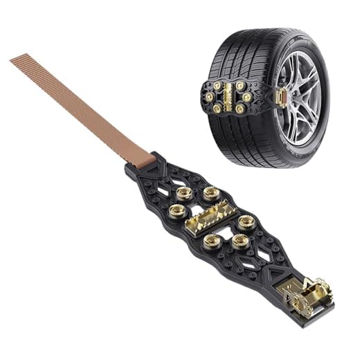 Snow Tire Chains - Traction Support for Winter Driving | Hardened Steel Links with Adjustable Strap System, Road Grip Enhancement, Safety Accessory for Car Truck SUV Travel