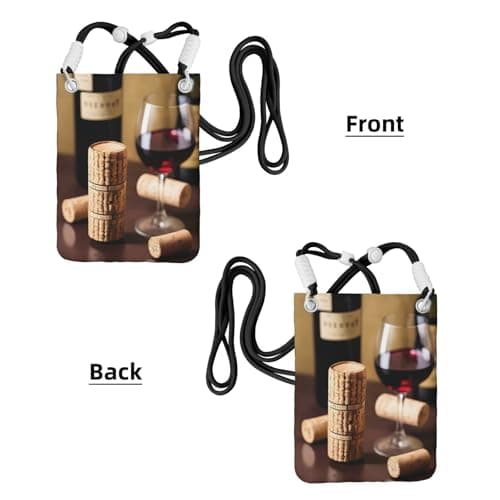 YQxwJL Wine Cork Print Sling Bag For Men Women, Casual Mini Phone Purses, Anti-Theft Phone Bag, For Hiking Travel, Black, One Size — view 3