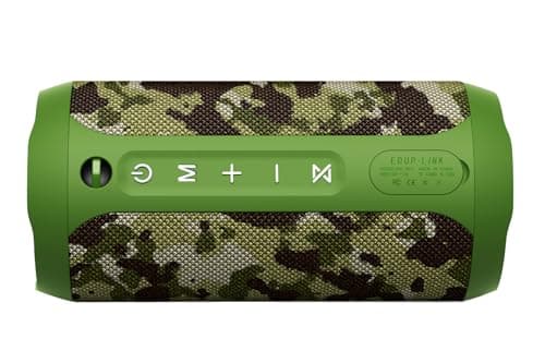 EDUPLINK Bluetooth Speaker, Portable Wireless Speakers, Waterproof IPX7 Speaker, TWS Pairing Stereo, Long Playtime for Home, Travel, Camo — view 3
