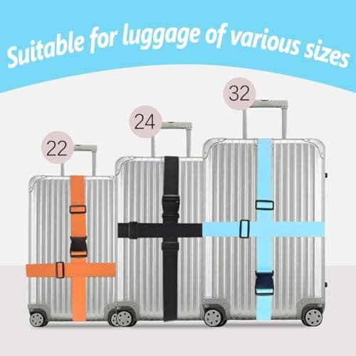 Luggage Straps - Suitcase Straps, Adjustable Luggage Belt, Thickened Packing Belts, Baggage Security Straps, Travelling Luggage Accessories for Handbag, Luggage, Suitcase, Carts (Blue, 2PCS) — view 4
