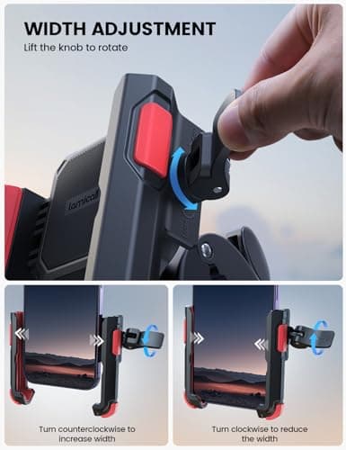 Lamicall Motorcycle Phone Holder for Filming - 【1s Quick Release】 Universal Motorbike Phone Mount, Phone Holder Bike for iPhone 17 16 15 14 13 Pro Max Plus Air Mini, Samsung S24 Ultra, 4.7-7” - Red — view 4
