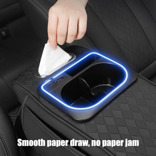 Car Armrest Organizer, with Light Tissue Box, Car Center Console Organizer, for Truck Vehicle SUV Automotive Sedan Pickup RV Interior Daily Travel — view 2