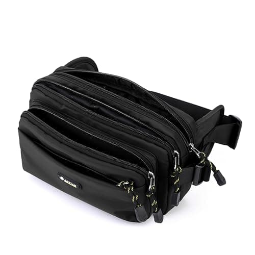 Bum Bag Fanny Pack Waist Packs Crossbody Chest Bag for Men Hip Bag with 6 Zippered Pockets Nylon Fanny Pack for Dog Walking, Outdoor Activities, Running, Travel, Hiking