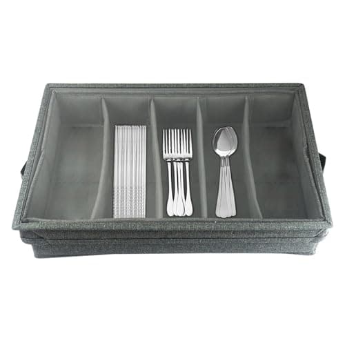 Folding cutlery tray with transparent panels, stackable design — view 5